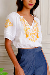 Kira Linen Top, Mango