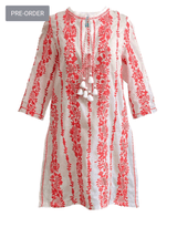Pre-Order Consuelo White Tunic, Coral