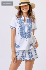 Pre-order Delfina Top, Wht Blue