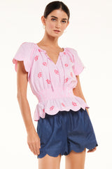 Zuri Top, Pink Stripe