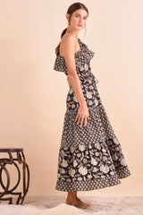 Tanya Dress, Blk Floral