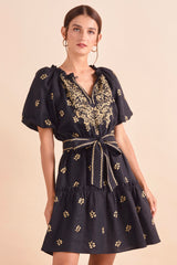 Carmen Dress, Blk Khaki