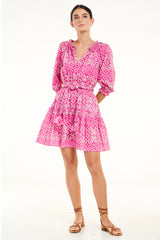 Marga Dress, Ikat Pink