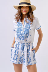 Pre-order Delfina Top, Wht Blue
