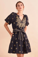 Carmen Dress, Blk Khaki