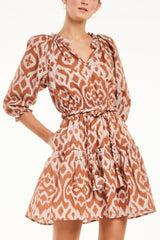 Marga Dress, Ikat Mocha