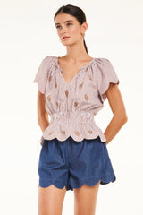 Zuri Top, Mocha Stripe