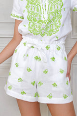 Solana Shorts, White Kiwi