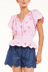 Zuri Top, Pink Stripe