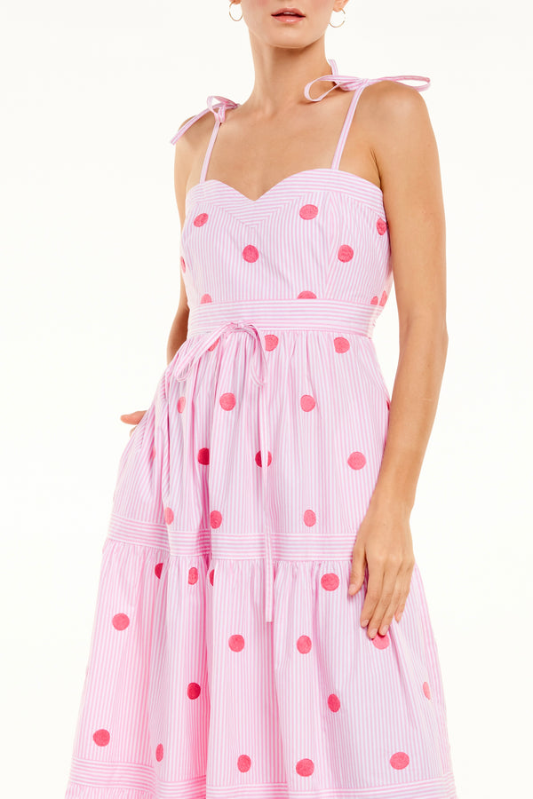 Adela Dress, Pink Stripe