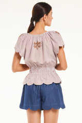 Zuri Top, Mocha Stripe