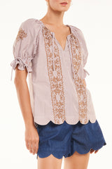 Carla Top, Mocha Stripe