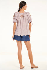 Carla Top, Mocha Stripe