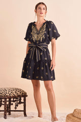 Carmen Dress, Blk Khaki