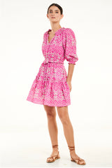 Marga Dress, Ikat Pink