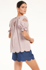 Carla Top, Mocha Stripe