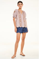 Carla Top, Mocha Stripe