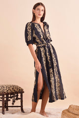 Ines Dress, Blk Khaki