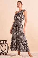 Tanya Dress, Blk Floral