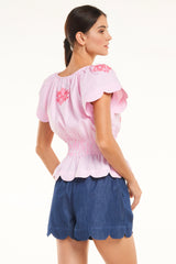 Zuri Top, Pink Stripe