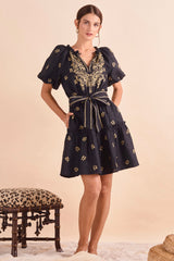 Carmen Dress, Blk Khaki