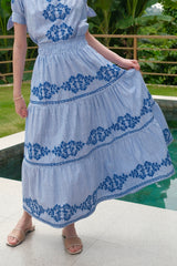 Lianne Skirt, Blue Yarn Stripe